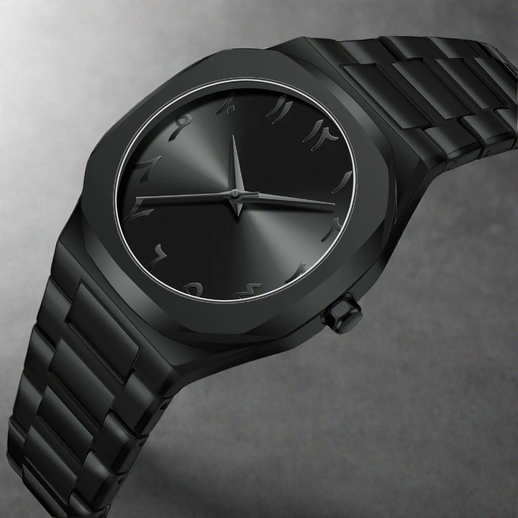 Modern Minimalist Personality Creative All-Black Men'S Watch Arabic Digital Sports Leisure Alloy Men'S Watch Unique Design Watch