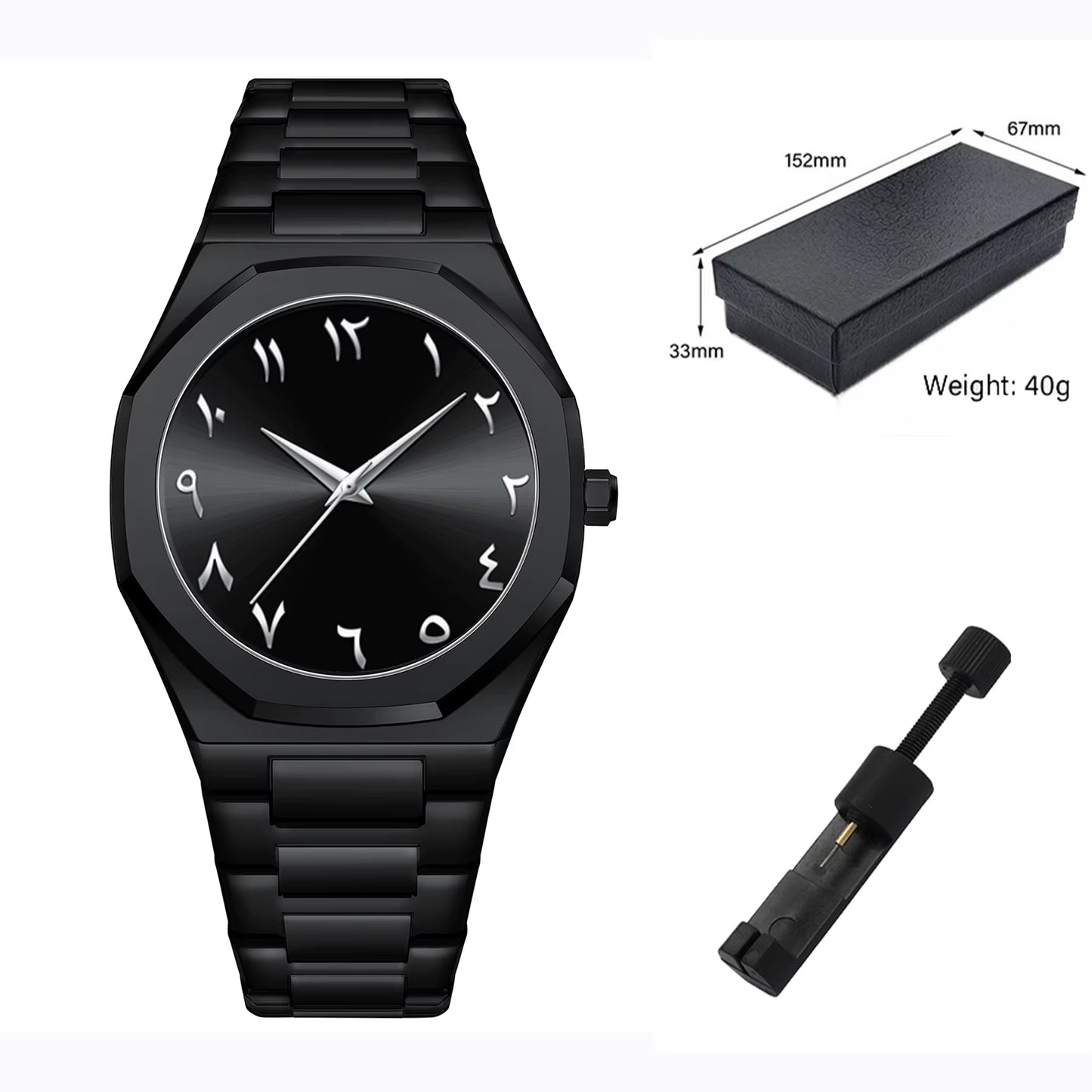Modern Minimalist Personality Creative All-Black Men'S Watch Arabic Digital Sports Leisure Alloy Men'S Watch Unique Design Watch