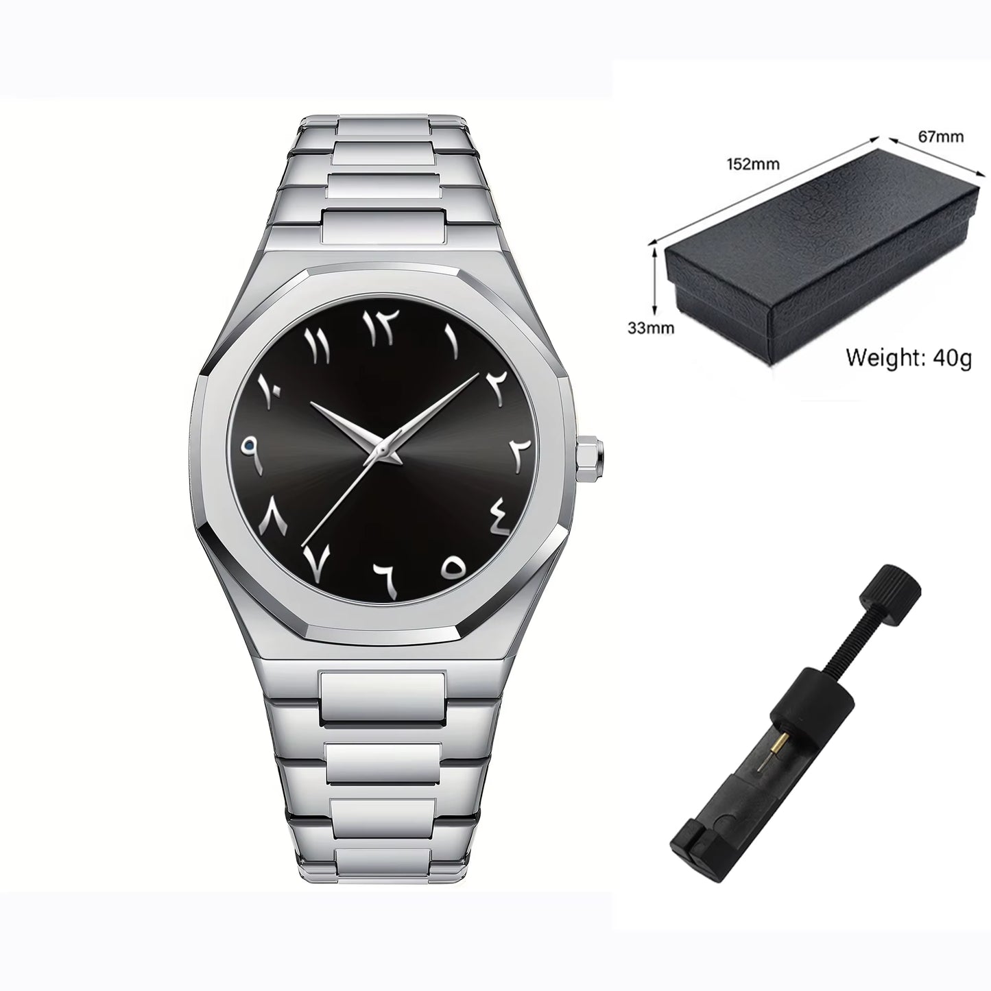 Modern Minimalist Personality Creative All-Black Men'S Watch Arabic Digital Sports Leisure Alloy Men'S Watch Unique Design Watch