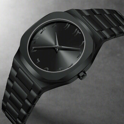 Modern Minimalist Personality Creative All-Black Men'S Watch Arabic Digital Sports Leisure Alloy Men'S Watch Unique Design Watch
