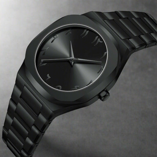 Modern Minimalist Personality Creative All-Black Men'S Watch Arabic Digital Sports Leisure Alloy Men'S Watch Unique Design Watch