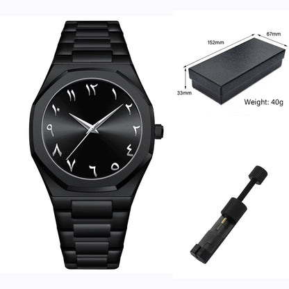 Modern Minimalist Personality Creative All-Black Men'S Watch Arabic Digital Sports Leisure Alloy Men'S Watch Unique Design Watch